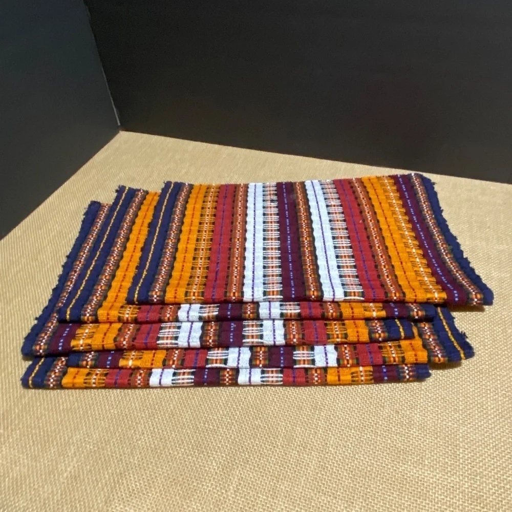 Unbranded Placemats Woven Cotton Set Of 5 Yellow striped Guatemala